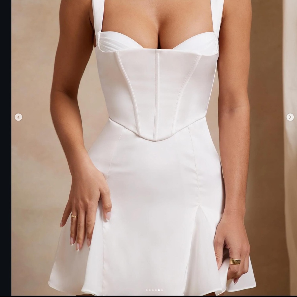 Oh Polly Delphine White Ivory Silky Corset Mini Dress Bridal NWT Size 0 - Picture 4 of 12